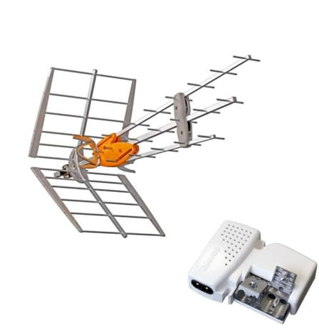 TELEVES Pack 149921 DAT Boss Antenne UHF Intelligente LTE700 (C.21 - C.48) Rateau + Alimentation 24V