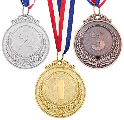 NUOBESTY Medaillen mit Nackenband, olympischer Stil, 1. 2. 3. Platz, 3 Stück