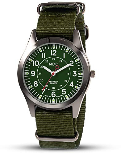 Infantry MDC Mens Military Analogue Quartz Watch 12/24 Hour Army Tactical Wrist Watches for Men Outdoor Camper Work with NATO Strap
