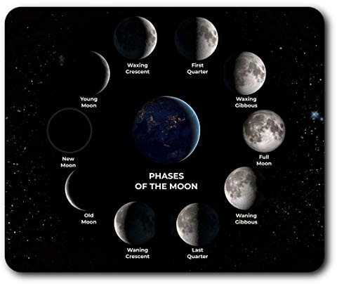 Moon Phases Space Planet NASA Mouse Mat Pad Computer PC Laptop Gaming Office Home Desk Accessory Gadget 8145