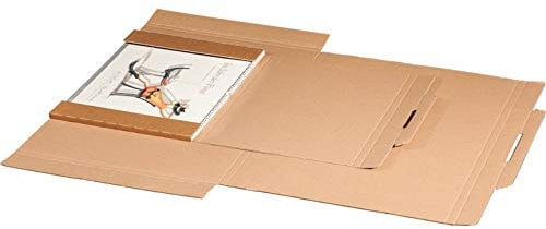 KK Verpackungen® Versandtasche aus Wellpappe für DIN A2 | 900 Stück, 620x420x10mm, Kalender-Versandverpackung mit Steckverschluss | Stabile Versandverpackung für flachliegende Gegenstände