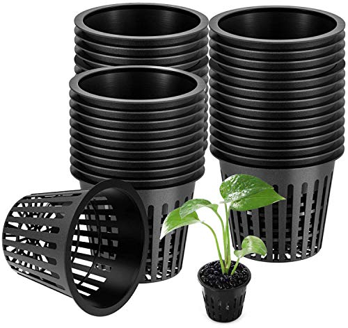WZYTEU 45 pcs Pot Hydroponique, Réutilisable Panier Hydroponie pour Culture Hydroponique Aéroponique, Plantation de Fleurs, Jardinage (8 * 5.6cm, Noir)