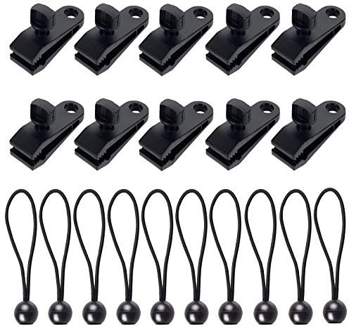 MIZOMOR 10 Pcs Tarp Clips Heavy Duty Lock Grip Awning Clamps Tarpaulin Bungee Cords Thumb Screw Tent Clip for Tents Camping Banner Pavilions Car Cover Pool Cover