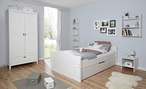 TiCAA Einzelbett Leni 120x200 Kiefer weiß