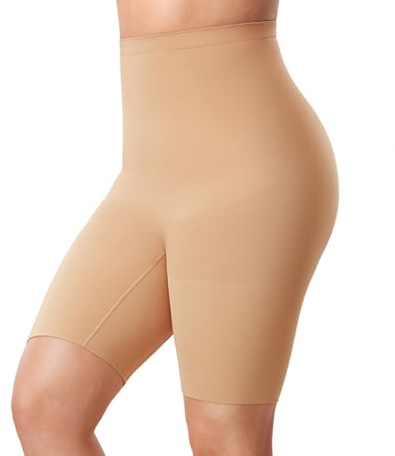 DELIMIRA Women's Shapewear Shorts Tummy Control Plus Size High Waisted Panties High Compression Thigh Slimmer Natural 3X