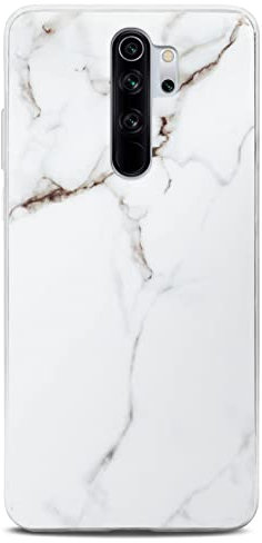 ONEFLOW Sense Case kompatibel mit Xiaomi Redmi Note 8 Pro Hülle in Marmor Optik, Schutz für Kamera und Bildschirm, Glitzer Handyhülle aus Silikon - matt Weiß (Passion)