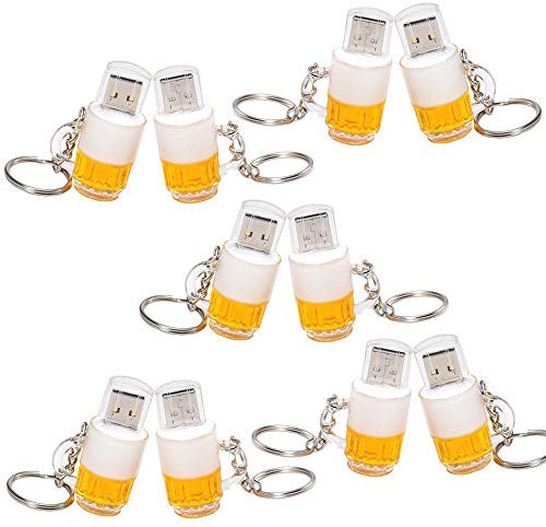 A Plus+ 10 Stück Bier Glas USB-Stick 8GB - USB 2.0 Speicherstick mit Schlüsselring