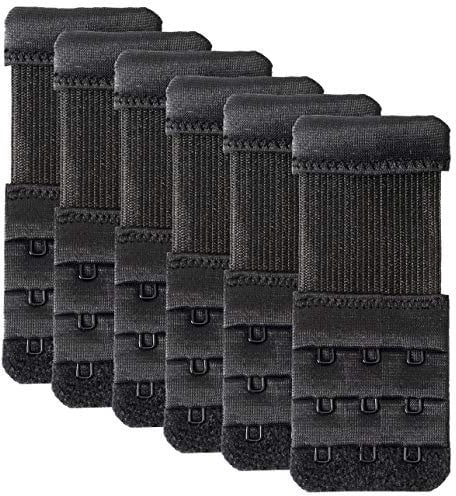 6 Pieces Women's Bra Extender 3 Hook 1/2 Soft and Comfortable Bra Extension Strap (6PCS Black, 3 Hook 1/2 inch Spacing)