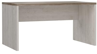 Forte Duro Schreibtisch 140, weißer Schreibtisch im Landhausstil, Büro, Home Office, Computertisch, Holzwerkstoff, Kiefer Weiß/Alteiche Holzdekor, 140 cm breit x 72,2 cm hoch x 80 cm tief