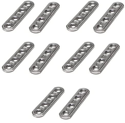 PRIOstahl Lochplatte Flachverbinder Holzverbinder Verbindungsplatte Nagelblech - 79mm x 15mm 10 Stück Platte 4 Löcher Verbinden Befestigen Holz Metall Flach Metallverbinder aus Edelstahl V2A