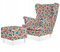 Family Meble Ohrensessel mit Hocker, Modell Print, Skandinavisch, Relaxsessel aus Webstoff, Loungesessel, Ohrensessel mit Hocker, Bequemer Sessel, Für Wohnzimmer, Esszimmer, Schlafzimmer, Blumen 6