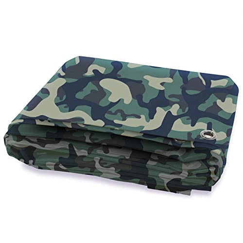 KARAT Camouflage Abdeckplane 100g/m² - Regenplane für Outdoor, Camping, Bauplane, Zeltunterlage, Holzabdeckplane, Gartenplane, Schutzplane, Gewebeplane mit Ösen (3 x 4 m)