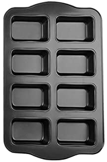 Gurlideo 8 Mini loaf Pans Loaf Tin Cake Pan Non Stick Carbon Steel Baking Pan for Oven Baking,Grey (1 Set)