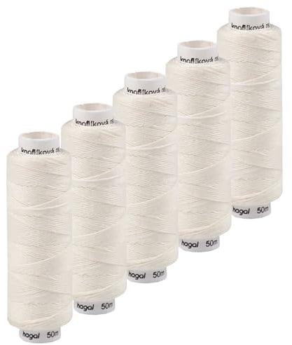 5x50m Leinen Garn Leinenzwirn Flachs Nähfaden robust strapazierfähig Farbwahl, Farbe:naturweiß