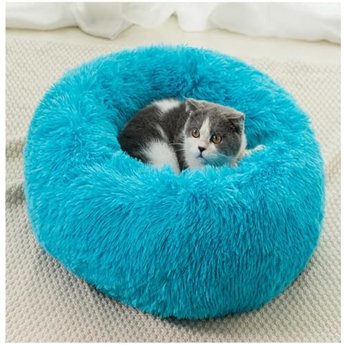 HUAXIQUE Hundebett Waschbar Fluffy Hundebett Mittelgroße Hunde Hundebett für Große Waschbar Haustierbett Flauschiges Hundebett 120cm Blau