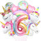 Luftballon Einhorn 6, 3D Folienballon Einhorn, Zahl 6 Folienballon, XXL Unicorn Ballon Set, Luftballon Regenbogen Stern Herz, für Mädchen Geburtstags Festival Party Dekoration