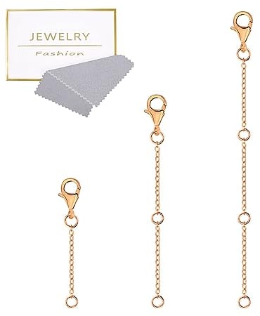 ALEXCRAFT Kettenverlängerung Roségold, 3 Stück 14k Vergoldete Roségold Verlängerung Ketten für Halskette Fußkette Armband Verlängerungskette Roségold Kette Verlängerung 1 2 3 inch Schmuckherstellung