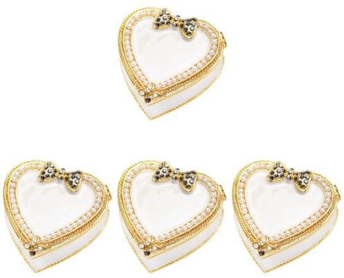 HOMSFOU 4 Stück Kerze Dose Kosmetik-schmucketui Aufbewahrungsbox Für Schmuck Schmucktablett Schmuckhalter Schmuckschatullen Aus Metall Perle Legierung Blumenkasten Weiß Schminktisch