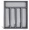 BEWOS 5-Compartment Cutlery Drawer Organiser, Plastic Cutlery Tray for Kitchen Utensil Storage, BPA Free & Non-Slip, Drawer Organiser with Dedicated Sections for Spoons, Forks, Knives(Grey)