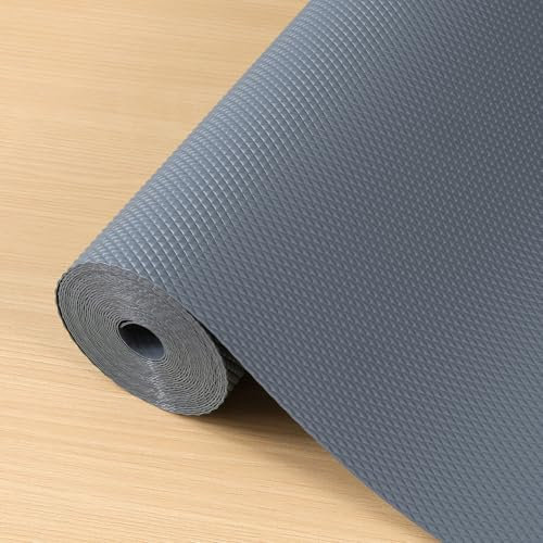 Hersvin Shelf Liners 16 in x 20 ft Thickened EVA Drawer Mats, Non-Adhesive Cupboard Pad, Kitchen Cabinet Lining Fridge Cushion (Gray Diamond, 40.7x610cm)