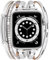 VISOOM Beaded Boho Kompatibel mit Apple Watch Armband 42mm/44mm/45mm/49mm/46mm Series 10/9/8/7/SE 6/5/4 Frauen Leder Mode Niedlich Multilayer Wrap Watch Strap iWatch Bands Replacement,Silber-diamant