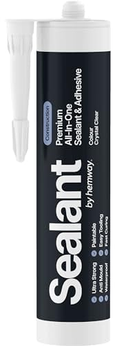 Hemway - Construction All-In-One Hybrid Polymer Sealant & Adhesive - Crystal Clear | Transparent, Anti-Mould, Waterproof & Paintable | 300 ml