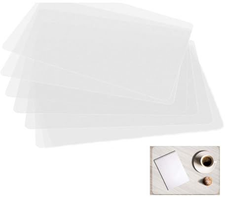 Qinsky Tischsets Abwaschbar,6 pcs Transparente Kunststoff Platzdeckchen Waschbare Untersetzer Platzset Kinder Tischmatte für Küchen-Esstisch und Kühlschrank