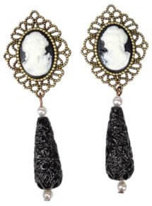 Pendientes flamencos - pendientes de flamenca negros. Pendientes de camafeos con lágrimas de piedra Ágata.