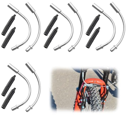 16-Piece V-Brake Noodle Cable Set, Bicycle Cable Guide Pipes for Road and Mountain Bikes, Durable V-Brake Bend Pipes in Silver and Black, Essential Accessories for Smooth Braking Performance