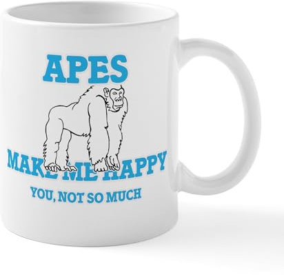 CafePress Apes Make Me Happy Mugs 11 oz (325 ml) Ceramic Coffee Mug