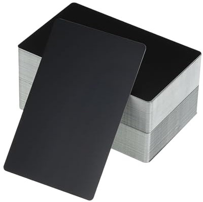 PATIKIL 500 Pack Metall Visitenkarten Leer 0.21mm Dick 3.4x2.1 Aluminum Laser Gravur Druckbare Namenskarte für Benutzerdefinierte Heimwerker Schwarz