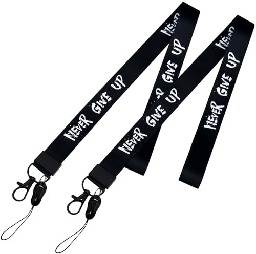 DIKEBAO 2 Pcs Colgante Llaves Cuello Cuerda Llaves Cuello Negro Cordón Cuello Tarjeta Colgantes para Tarjetas Identificativas con Mosquetón Giratorio Cordón Cuello para Trabajo/Alumnos/Niños/Adultos