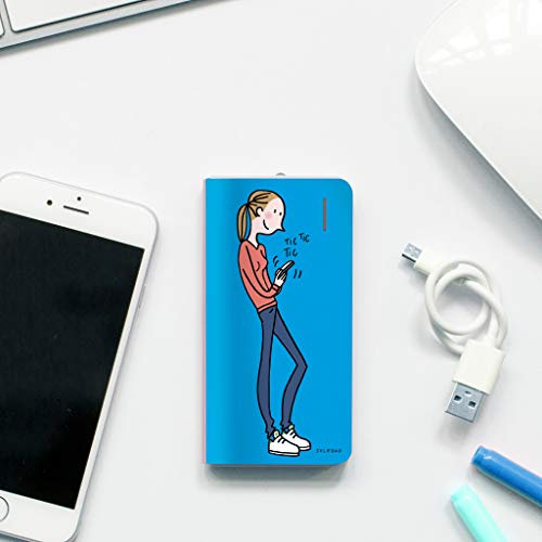 Soledad Opportunité Powerbank Drôle de 4000 mAh de Couleur Bleue avec Illustration connectee, Batterie Externe Qui apporte Une Touche de Joie à Votre Quotidien - Cadeaux Originaux