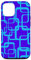Hülle für iPhone 13 Pro Retro MCM Quadratisches Motiv Vintage Muster 3 Blau