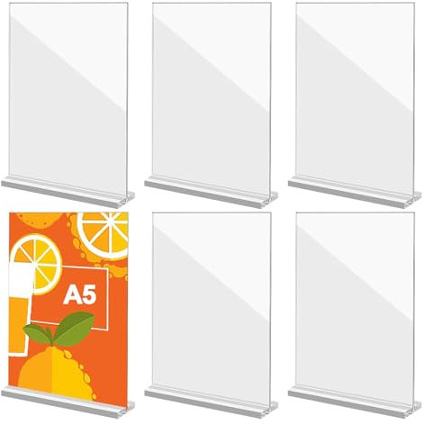 aghoer Acryl Aufsteller A5, 6 Stück Werbeaufsteller, Tischaufsteller für Restaurants, Speisekarten, Dokumente, Büro