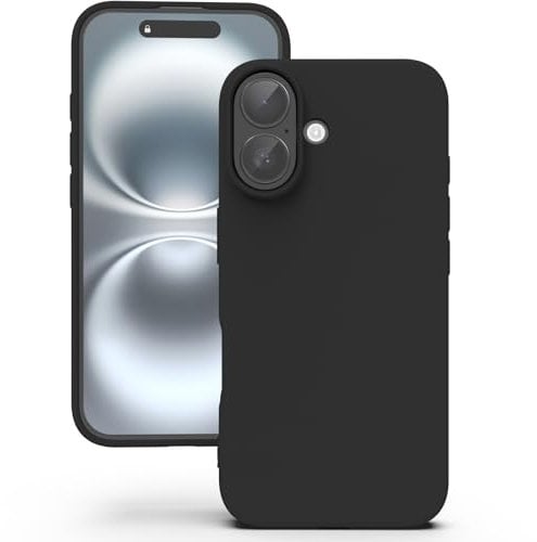 YATWIN Silicone Case for iPhone 16, Soft-Touch, Shockproof, DustProof, Antiskid Full Body Armour Phone Cover for Apple iPhone 16 - Black