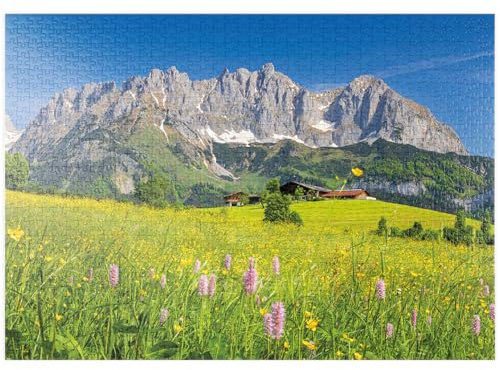 MyPuzzle Bauernhaus vor dem Wilden Kaiser, Österreich, Tirol - Kaisergebirge - Premium 1000 Teile Puzzle - MyPuzzle Sonderkollektion von Starnberger Spiele