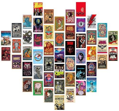BDSHUNBF Rock-Wand-Collage-Set, Rockband-Poster für Zimmer, ästhetische 90er-Jahre, Retro-Musik-Konzert-Album, Wanddekoration (10,2 x 15,2 cm), Kunstposter für Wohnheim-Wanddekoration