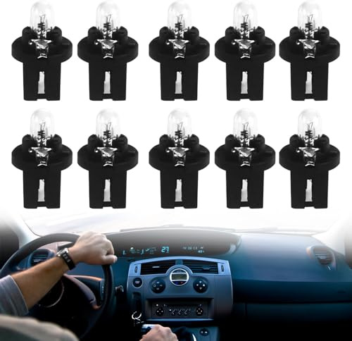KARELLS 10 Stück Armaturenbrett-Leuchtmittel,Auto-Glühlampen,Armaturenbrett Auto Lampe B8.5d 12 V/2 W,Anzeigelampe für zentrale Steuerung, Warmgelb