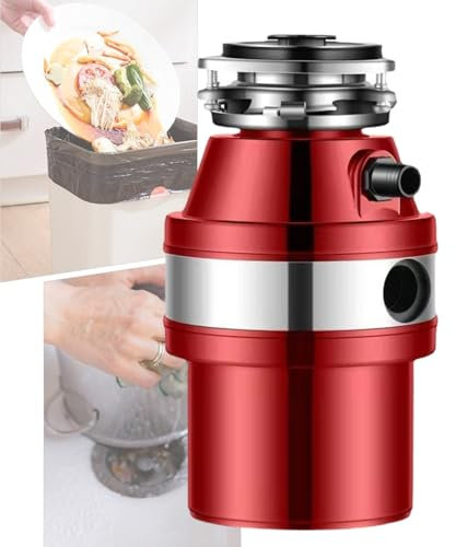 HFDJRWK Distributore di Rifiuti da Cucina Anti-intasamento Distributore di Rifiuti da Cucina da 2800 Giri/min Tritatutto for Ossa, Gusci D'uovo, Bucce, Avanzi di Verdura(Red)