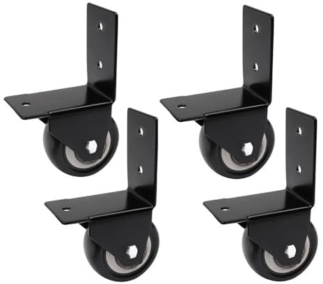 4 Ruote Girevoli Laterali, Ruote Girevoli per Carichi Pesanti A L da 1,5 Pollici, Silenziose in PU Con Staffa ad Angolo Retto, Ruotes Direzionali per Mobili per Letti, Armadi e Tavoli