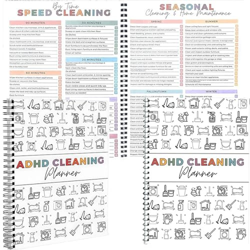 2PCS ADHD planner, adhd cleaning planner,adhd planner for adults | Schedule Plan and Checklist Weekly Monthly Chore Tracker Decluttering Household List Management Planner Organizer
