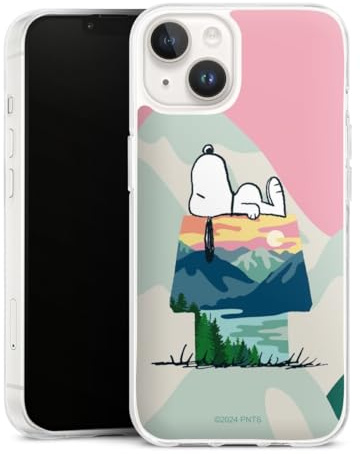 Silikon Hülle kompatibel mit Apple iPhone 14 Case transparent Handyhülle Peanuts Snoopy Offizielles Lizenzprodukt
