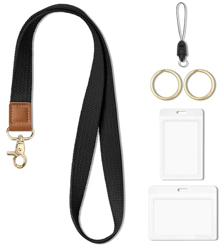 CHUQING Ausweishülle mit Band Schlüsselband zum Umhängen Schlüsselanhänger Kartenhülle mit Schlüsselband Ausweishalter Lanyard Umhängeband Schwarz