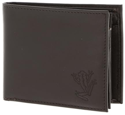 Oxmox Leder Geldbörse Leather RFID Protect Querscheinbörse Frog 2.0 Embossed Brown Dunkelbraun