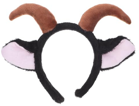 BESPORTBLE Plüsch-haarreif mit Lammohren Und Ziegenhörnern, Schwarze Schafsohren, Kostüm-haarreif für Erwachsene Und Kinder, Karneval, Weihnachtsfeier, Cosplay-accessoire