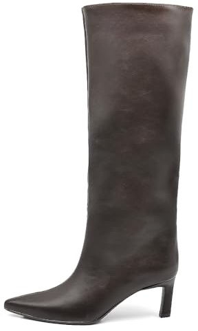 IF Stivali alti donna eleganti A punta affusolata tacco Kitten Heels sottile medio comodi chic moda classica GA047 Marrone N.39