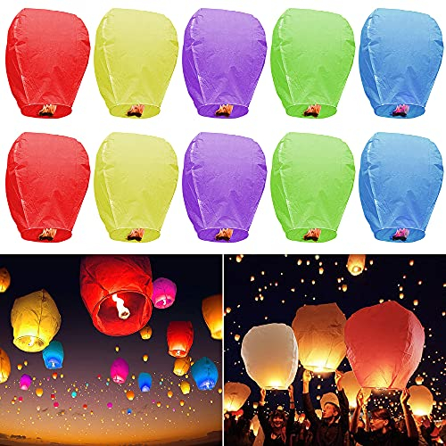 JRing Farolillo Volador,Pack 10 Farolillos Volantes Colores Mixtos Linternas Voladoras