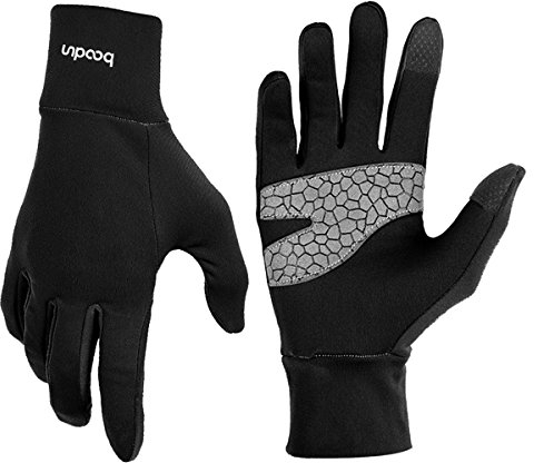 BOODUN Leichte Sporthandschuhe, Laufhandschuhe, Slim Sporthandschuhe, Jogginghandschuhe mit Touchscreen-Funktion – Schwarz – S/M