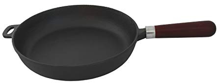 rukauf Echte Gusseisen-Pfanne, mit Holzgriff, MASSIV, geeignet für alle Herdarten (28cm)